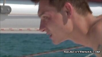 Two Naughty Twinks Fuck On A Sail Yacht