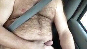 Daddy bear jerking and driving